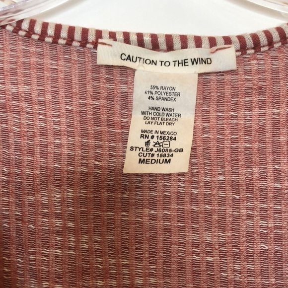Caution to the Wind Striped Wrap Top with Tie Detail Size Medium - Picture 3 of 4